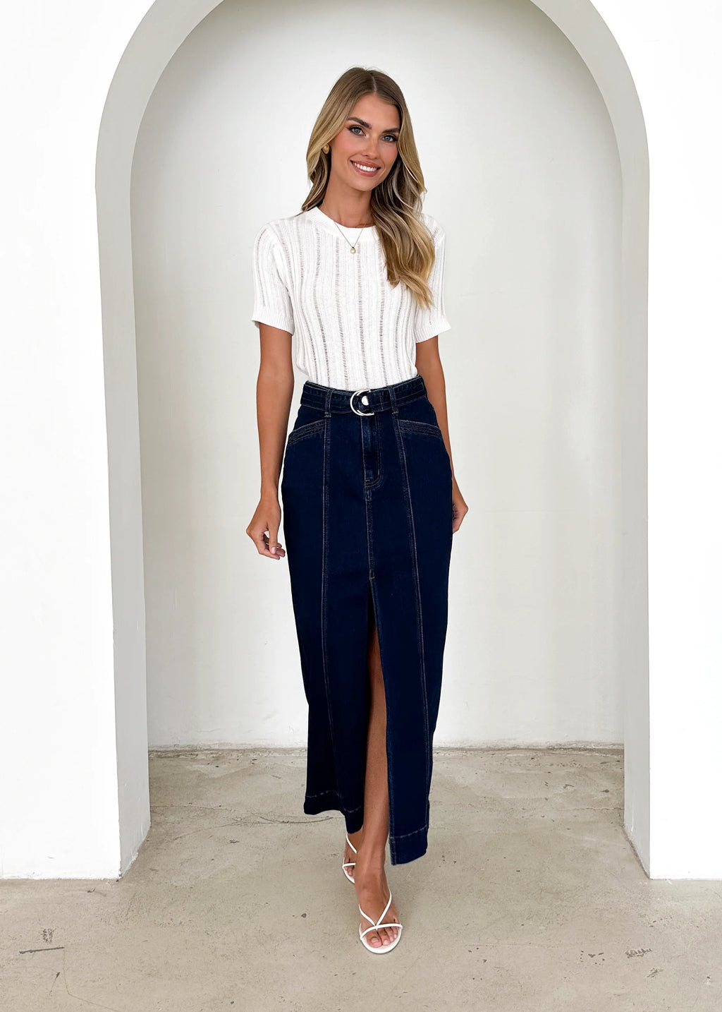 Hampton Stretch Maxi Skirt - Indigo
