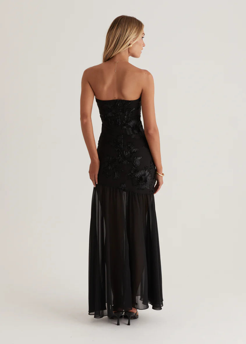 Prairie Strapless Maxi Dress - Black