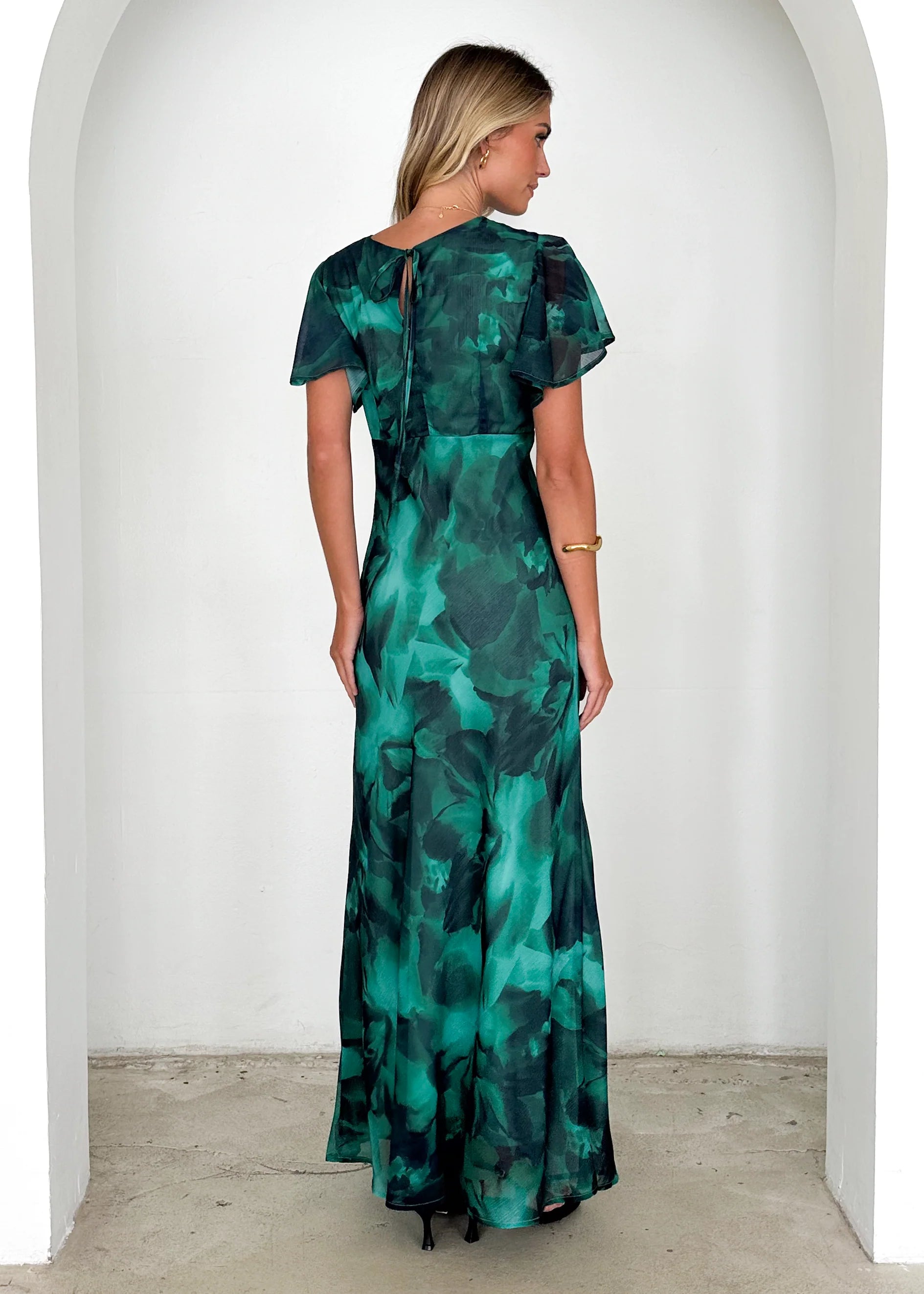 Cabana Maxi Dress - Emerald Watercolour
