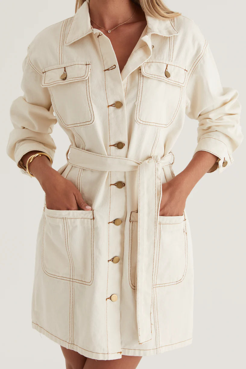 Begra Denim Dress - Sand