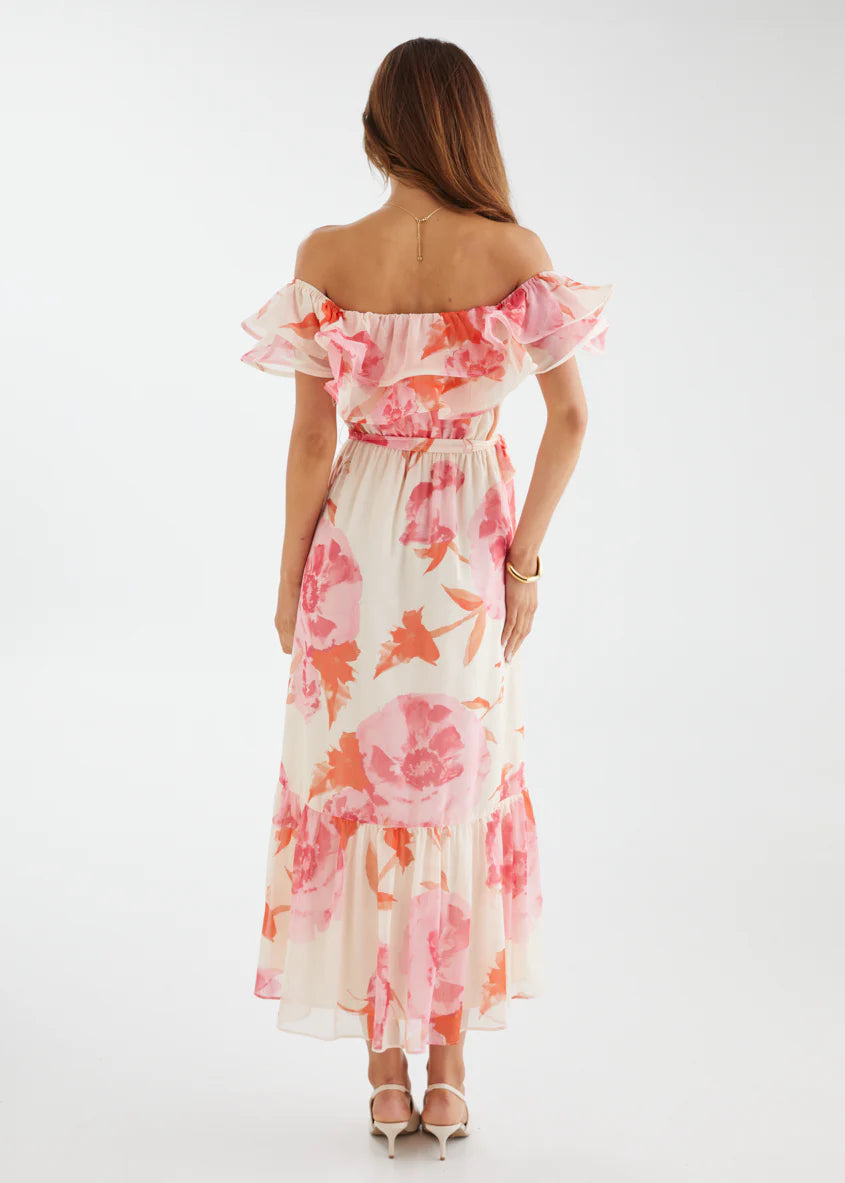 Tarsha Off Shoulder Maxi Dress - Pink Bloom