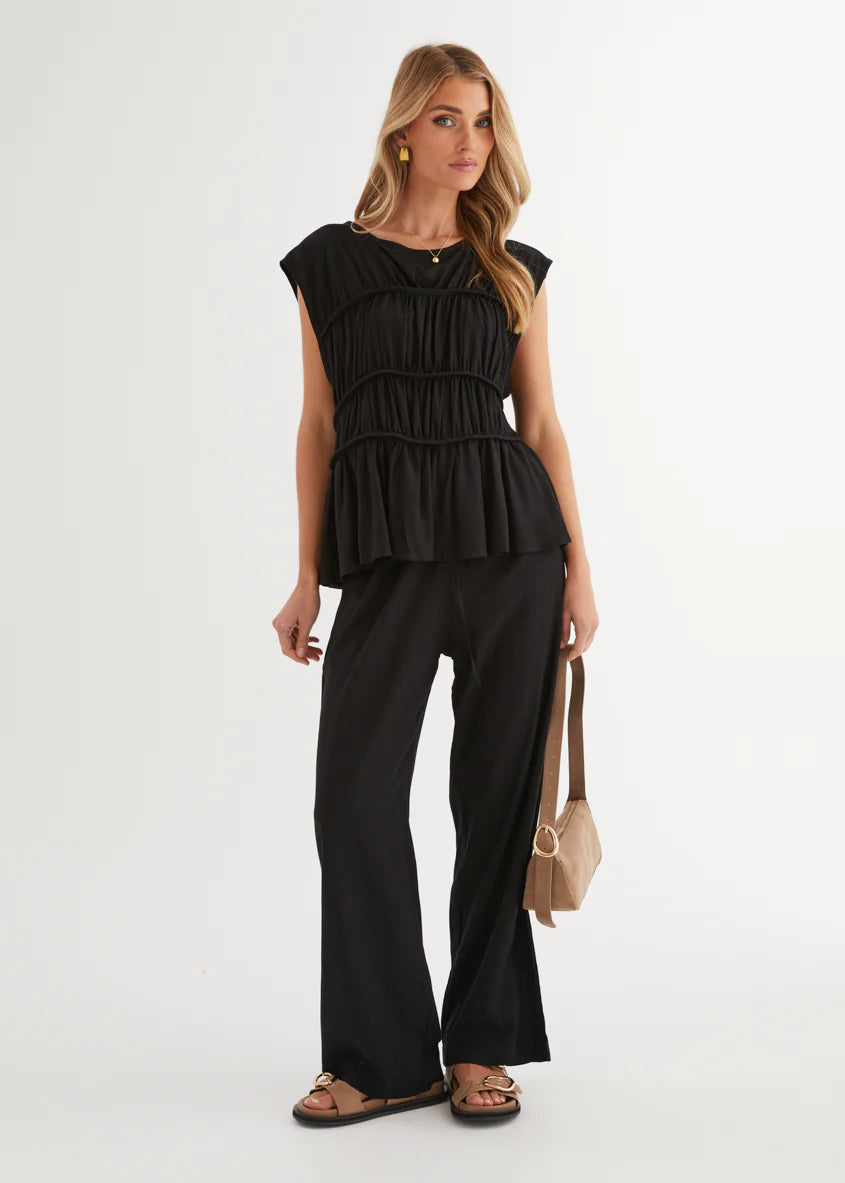 Sunstone Pleated Top - Black