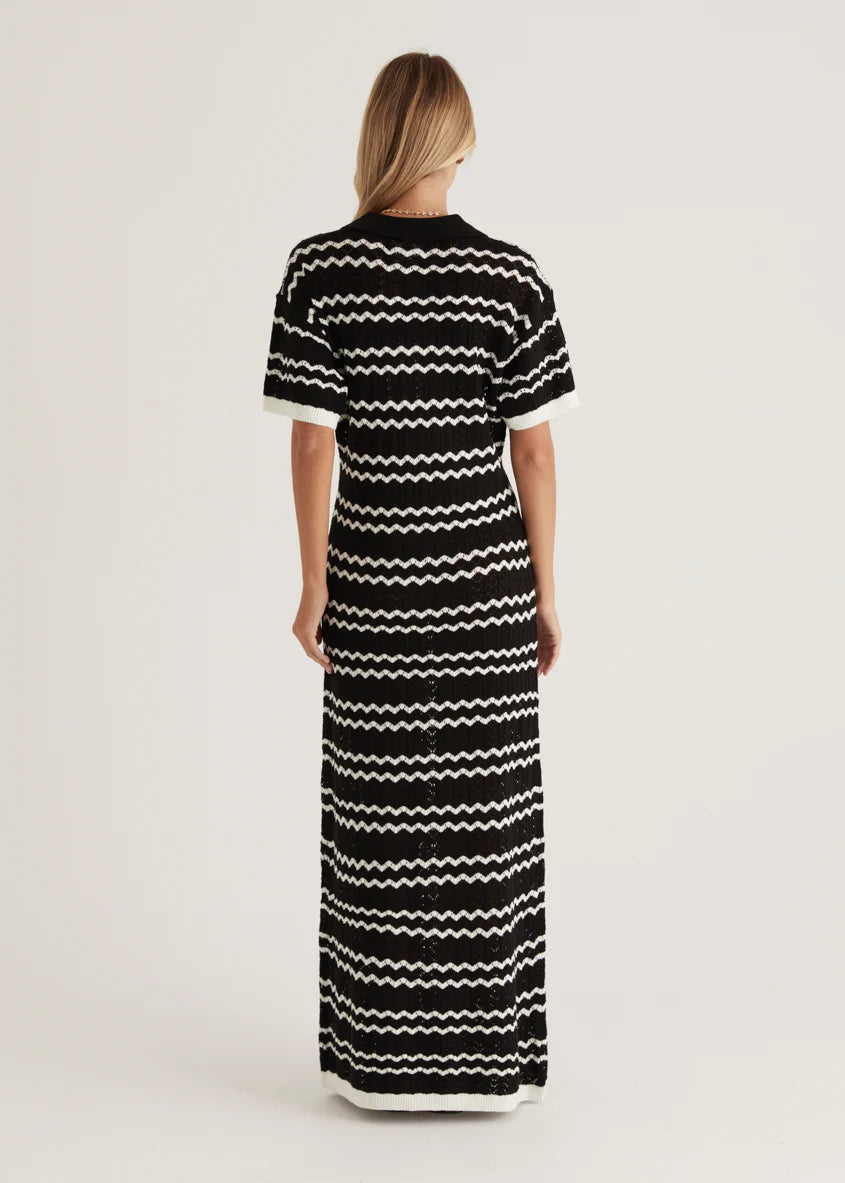 Zandrea Knit Maxi Dress - Black Stripe