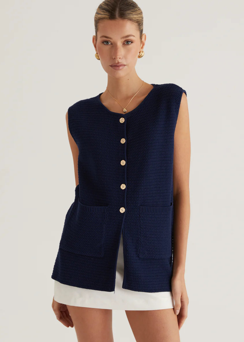 Tiffany Knit Vest - Navy