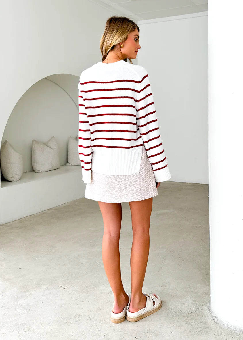 Eva Sweater - Wine Stripe