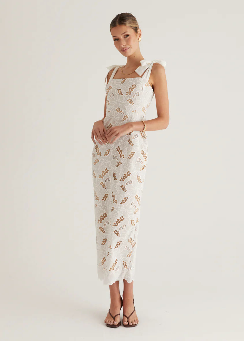 Serenity Embroidered Maxi Dress - Off White