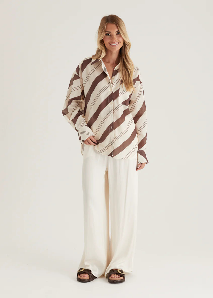 Jessa Shirt - Choc Stripe