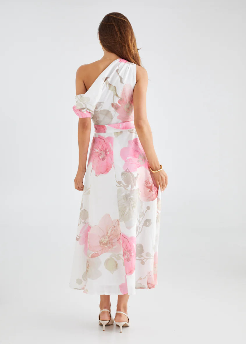 Jacqui Drop Shoulder Midi Dress - Pink Floral
