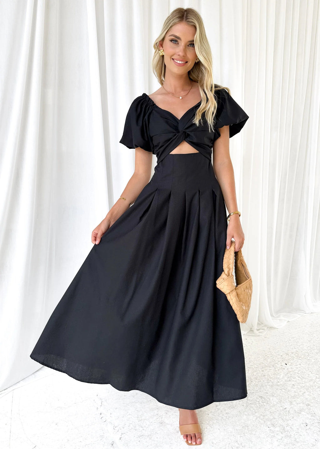 Larttie Off Shoulder Midi Dress - Black