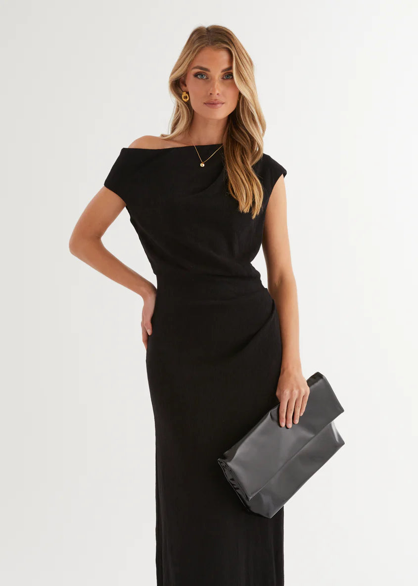 Tarni One Shoulder Maxi Dress - Black