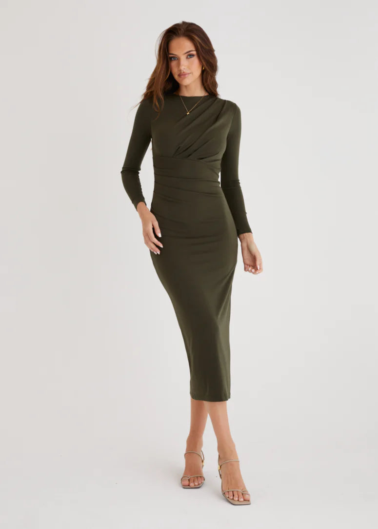 Midas Midi Dress - Khaki