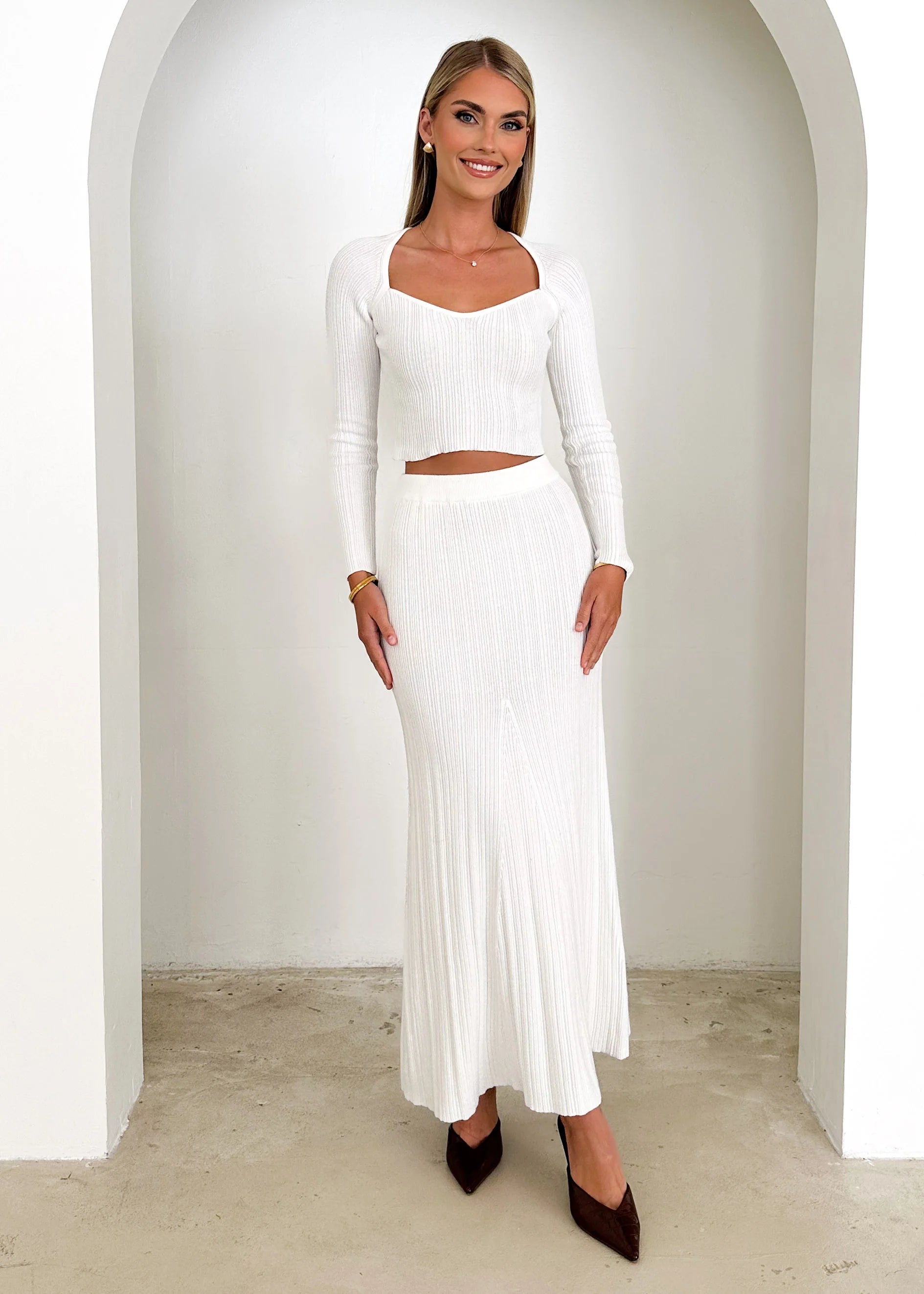 Enota Knit Maxi Skirt - Off White