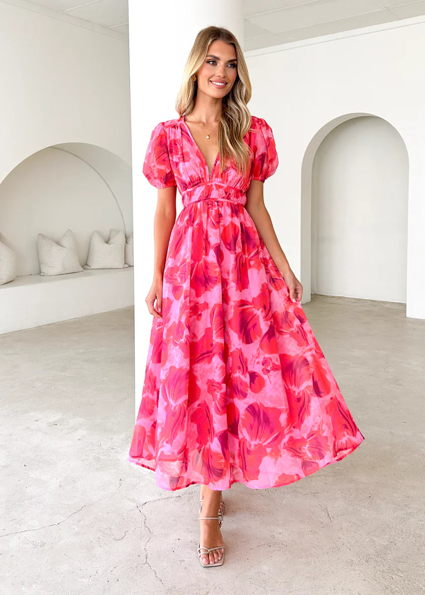 Wynne Maxi Dress - Magenta Floral