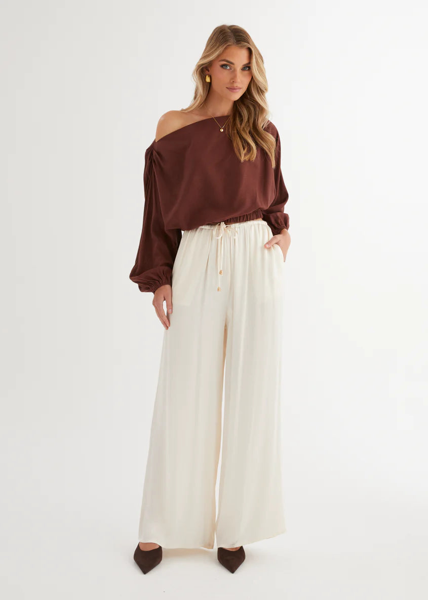 Marlowe Drop Shoulder Top - Chocolate