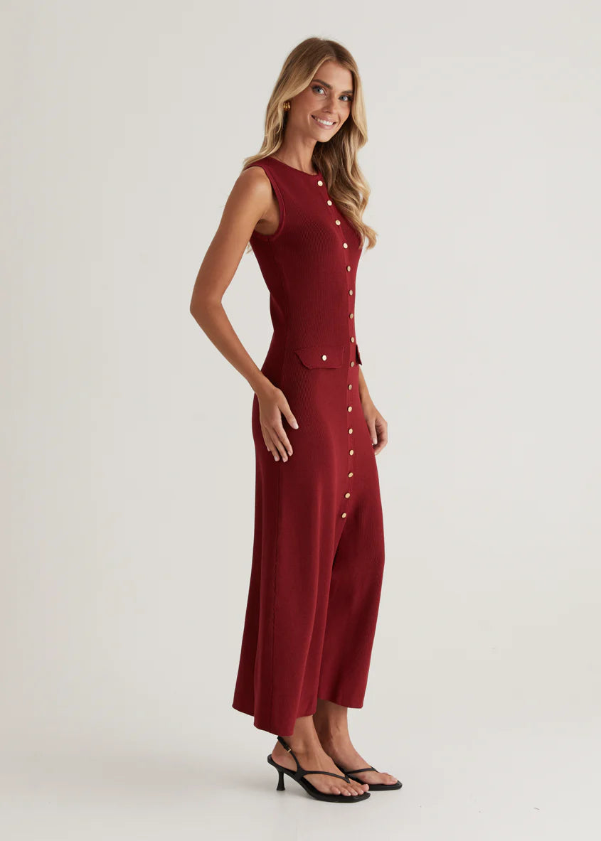 Tully Knit Midi Dress - Wine