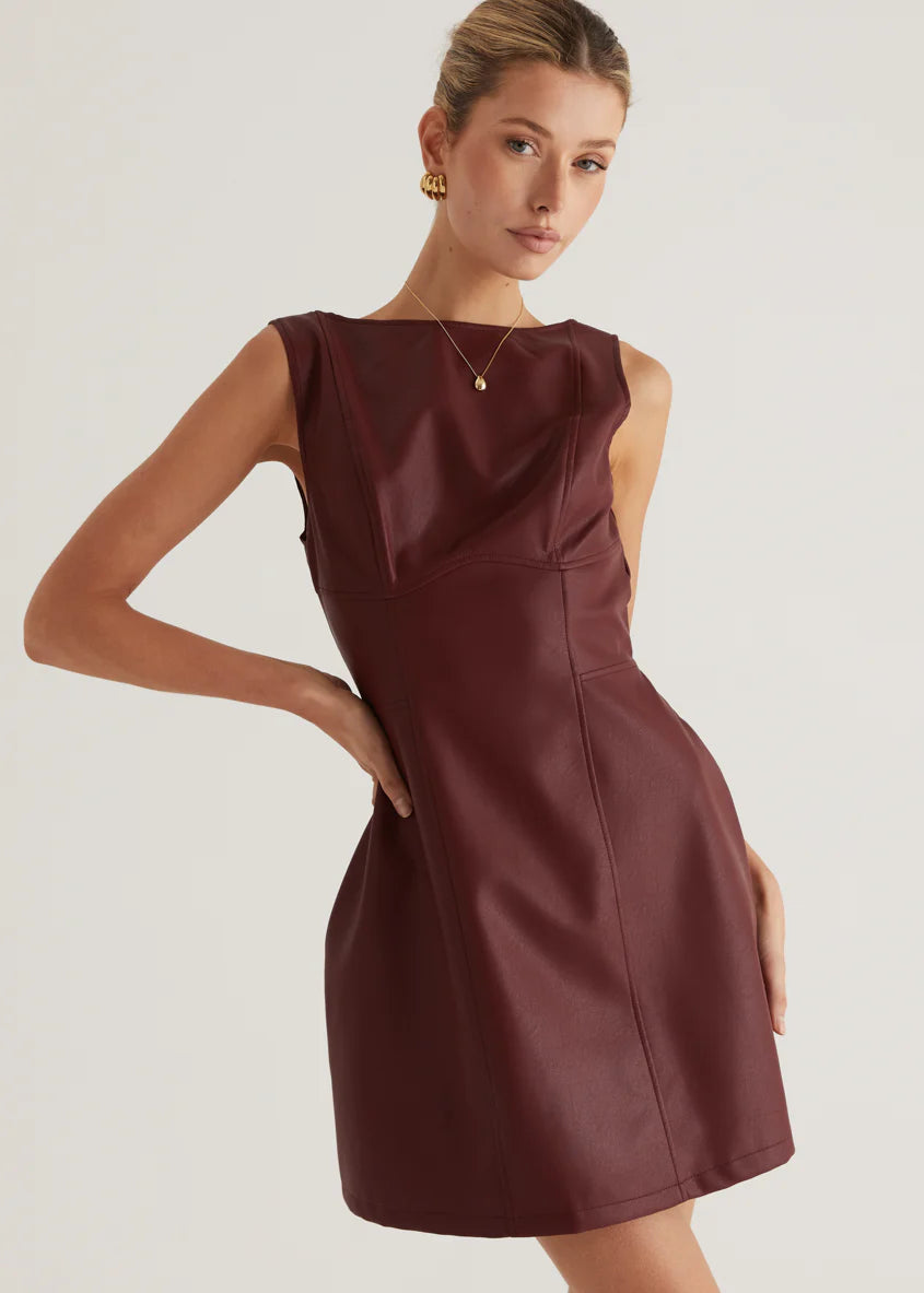 Nirvana PU Dress - Wine