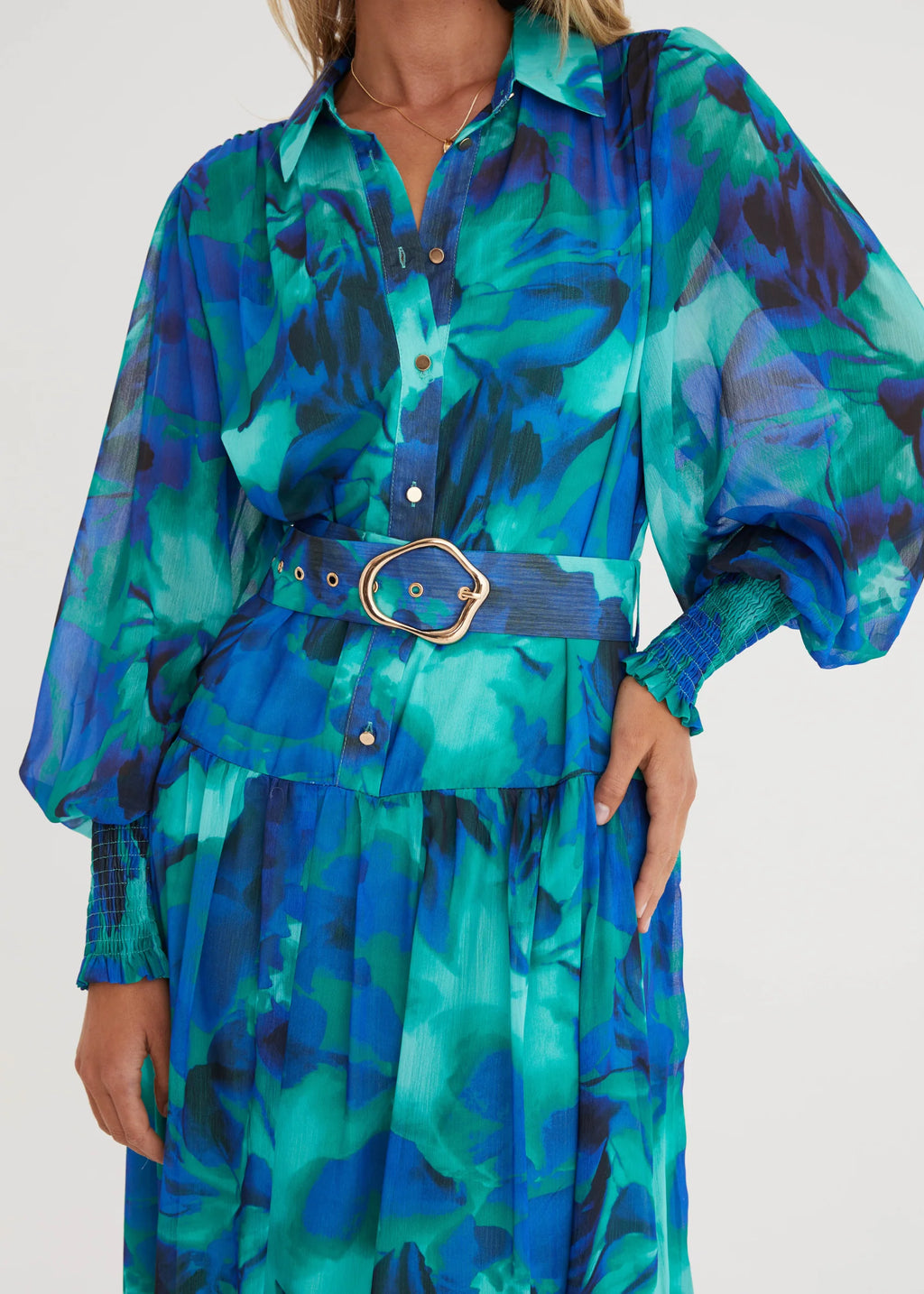 Aleera Midi Dress - Blue Floral