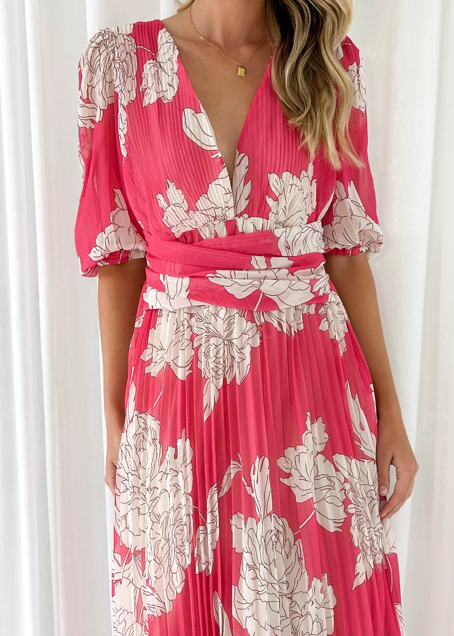Twinker Midi Dress - Pink Floral