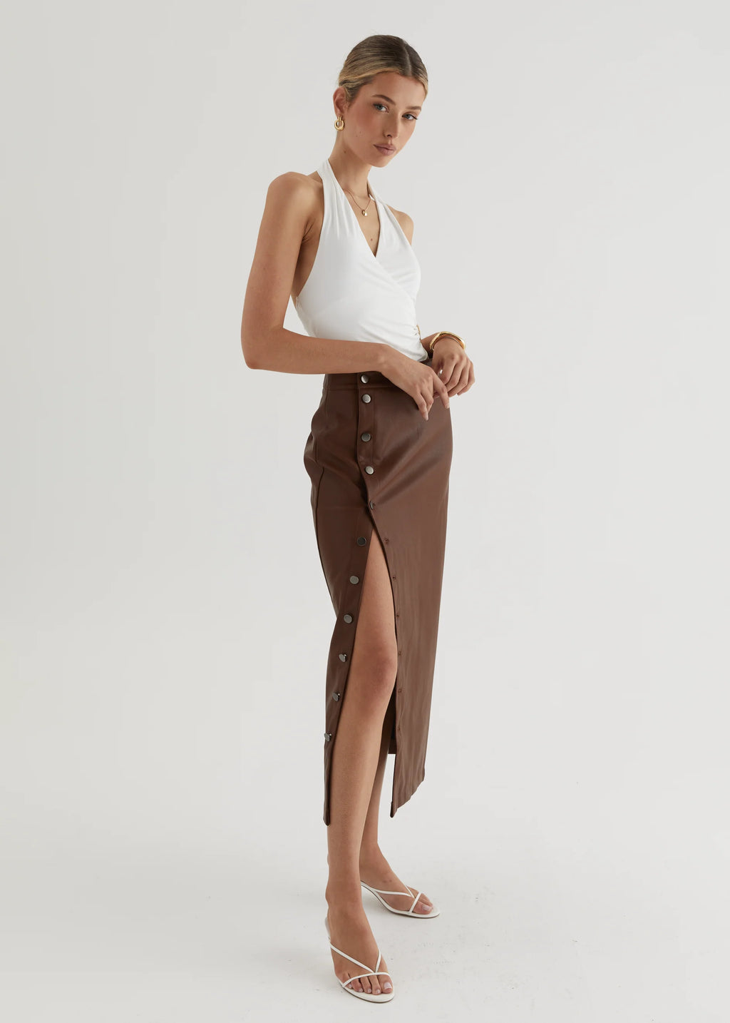 Tretra PU Maxi Skirt - Brown