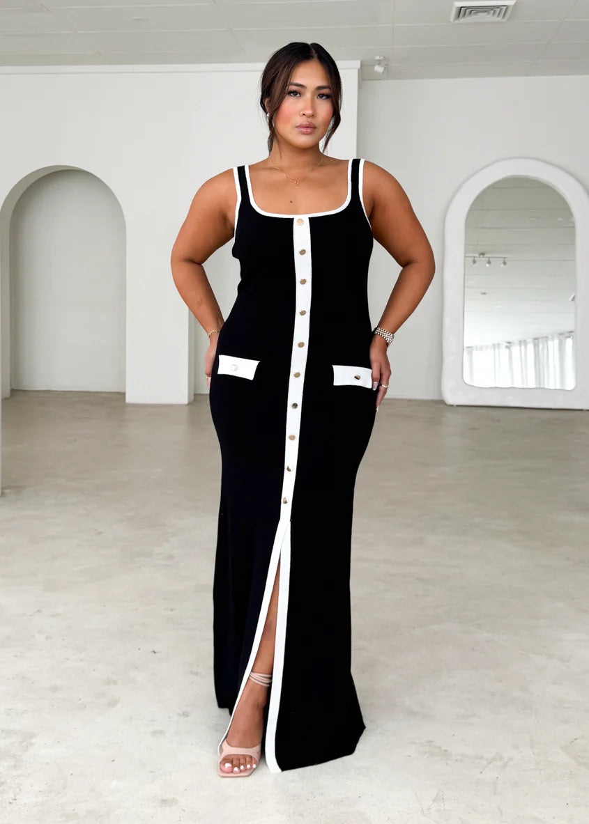 Praia Knit Maxi Dress - Black