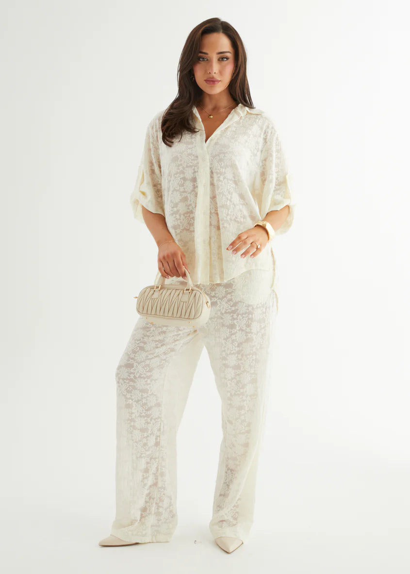 Natassia Lace Shirt - Off White