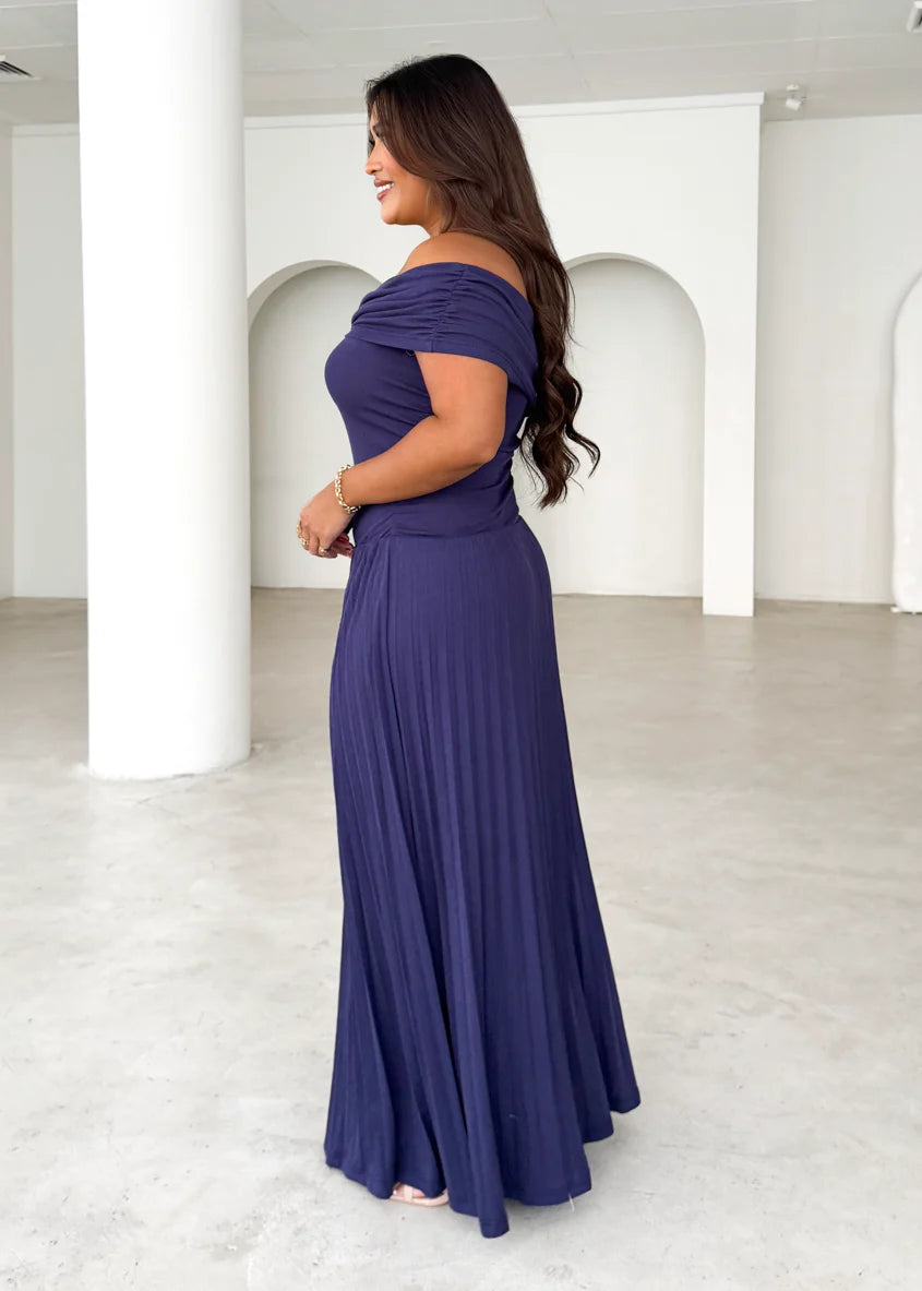 Lottie Off Shoulder Maxi Dress - Navy