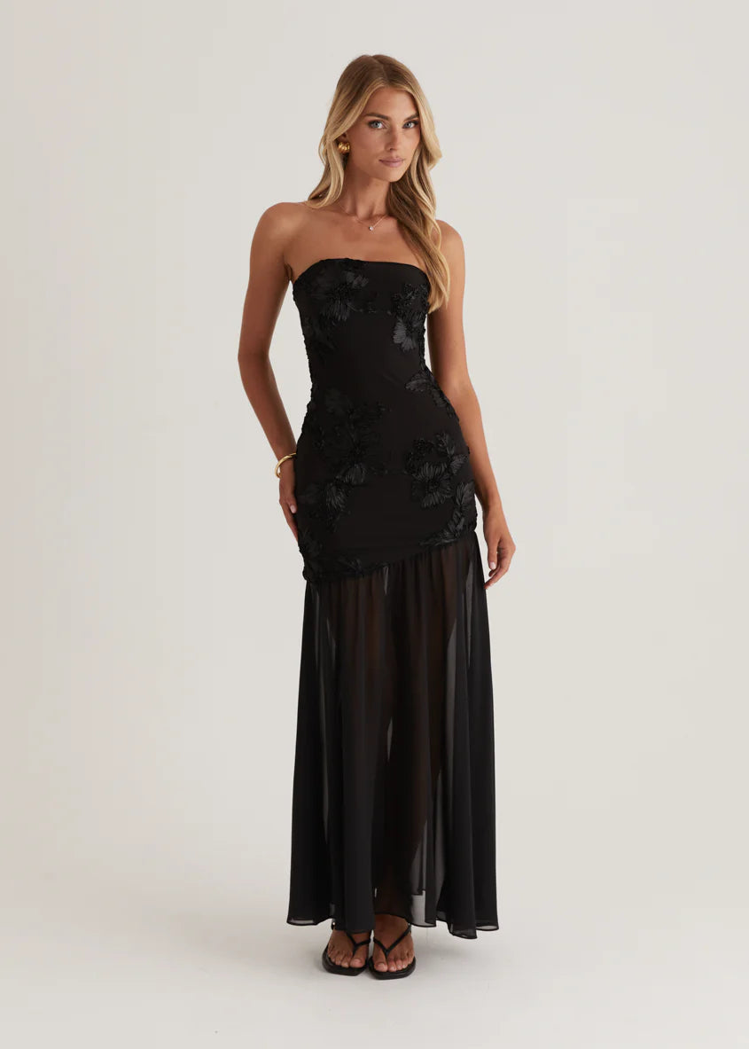 Prairie Strapless Maxi Dress - Black