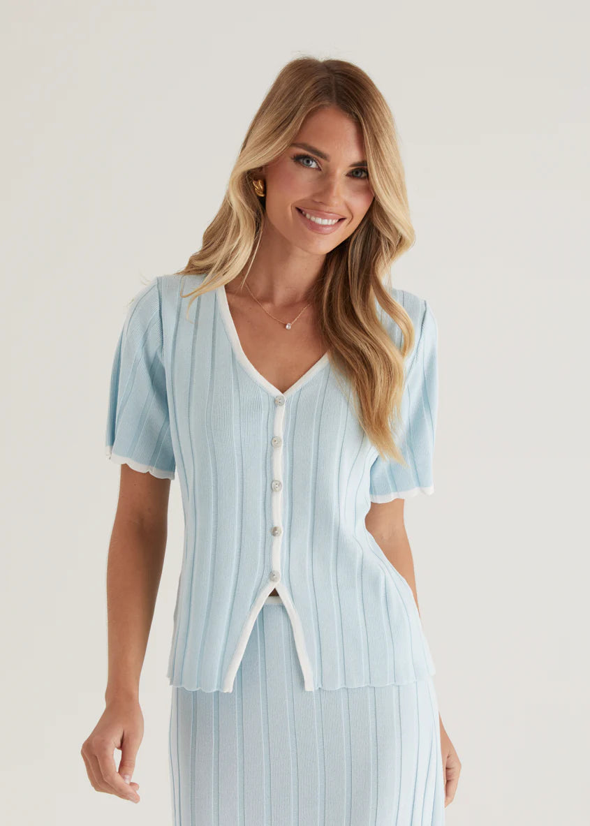 Yulia Knit Top - Sky Blue