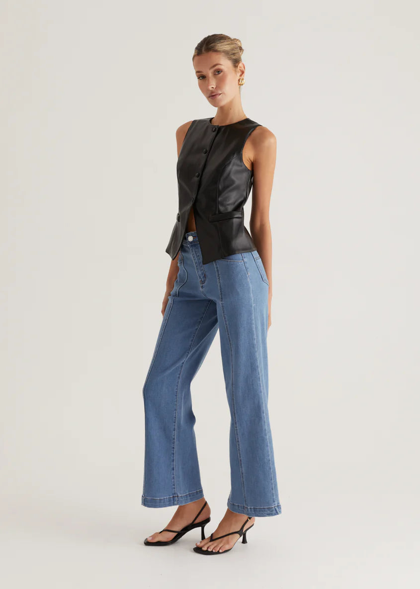 Kensington PU Vest - Black