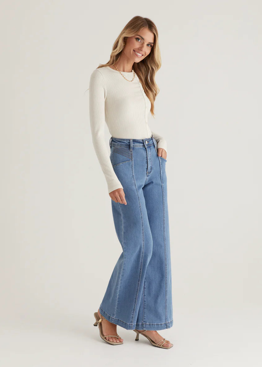 Jess Stretch Wide Leg Jeans - Light Blue