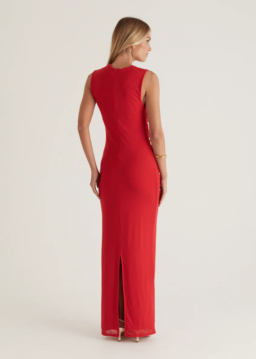 Karolina Mesh Maxi Dress - Red