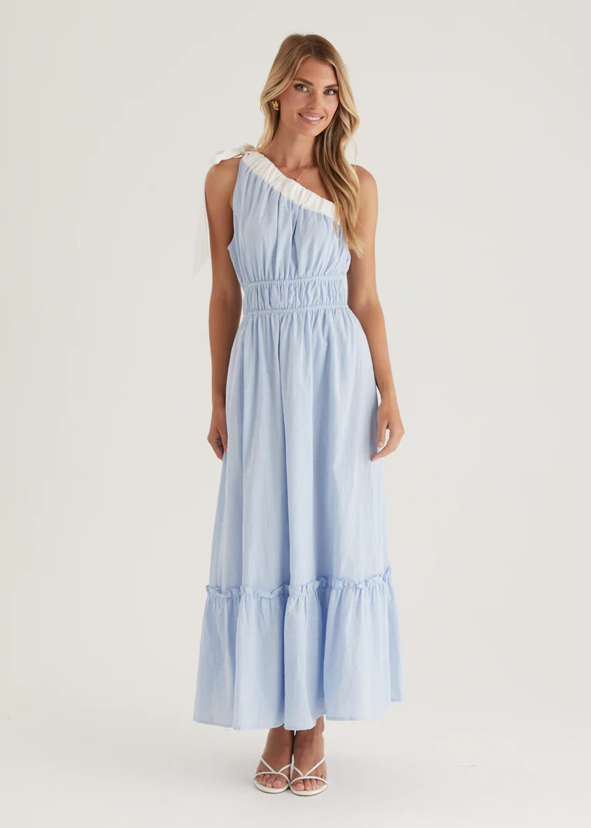 Peeta One Shoulder Maxi Dress - Powder Blue