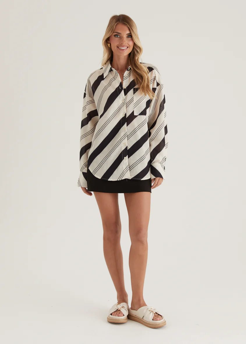 Jessa Shirt - Black Stripe