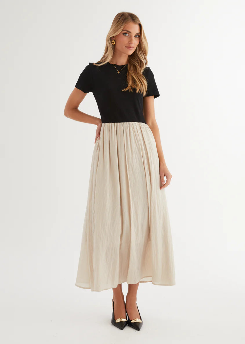 Riptide Maxi Dress - Beige Splice