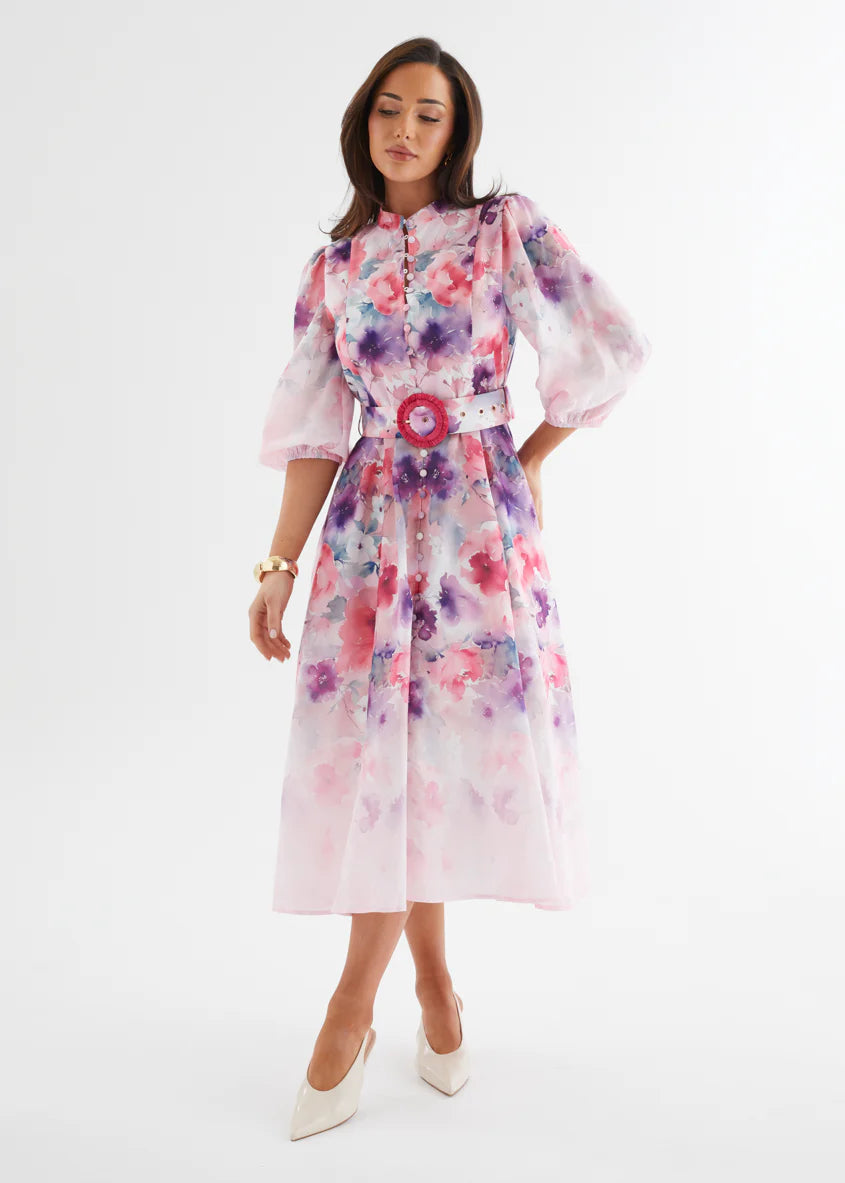 Mykaela Midi Dress - Lavender Blossom