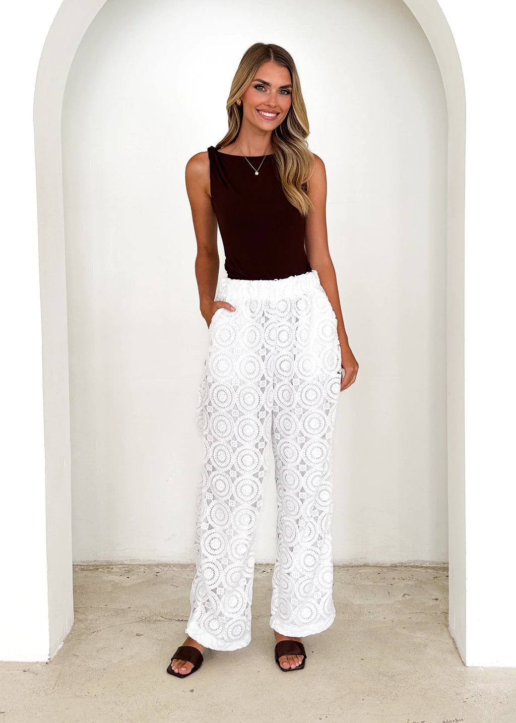 Hathaway Lace Pants - White