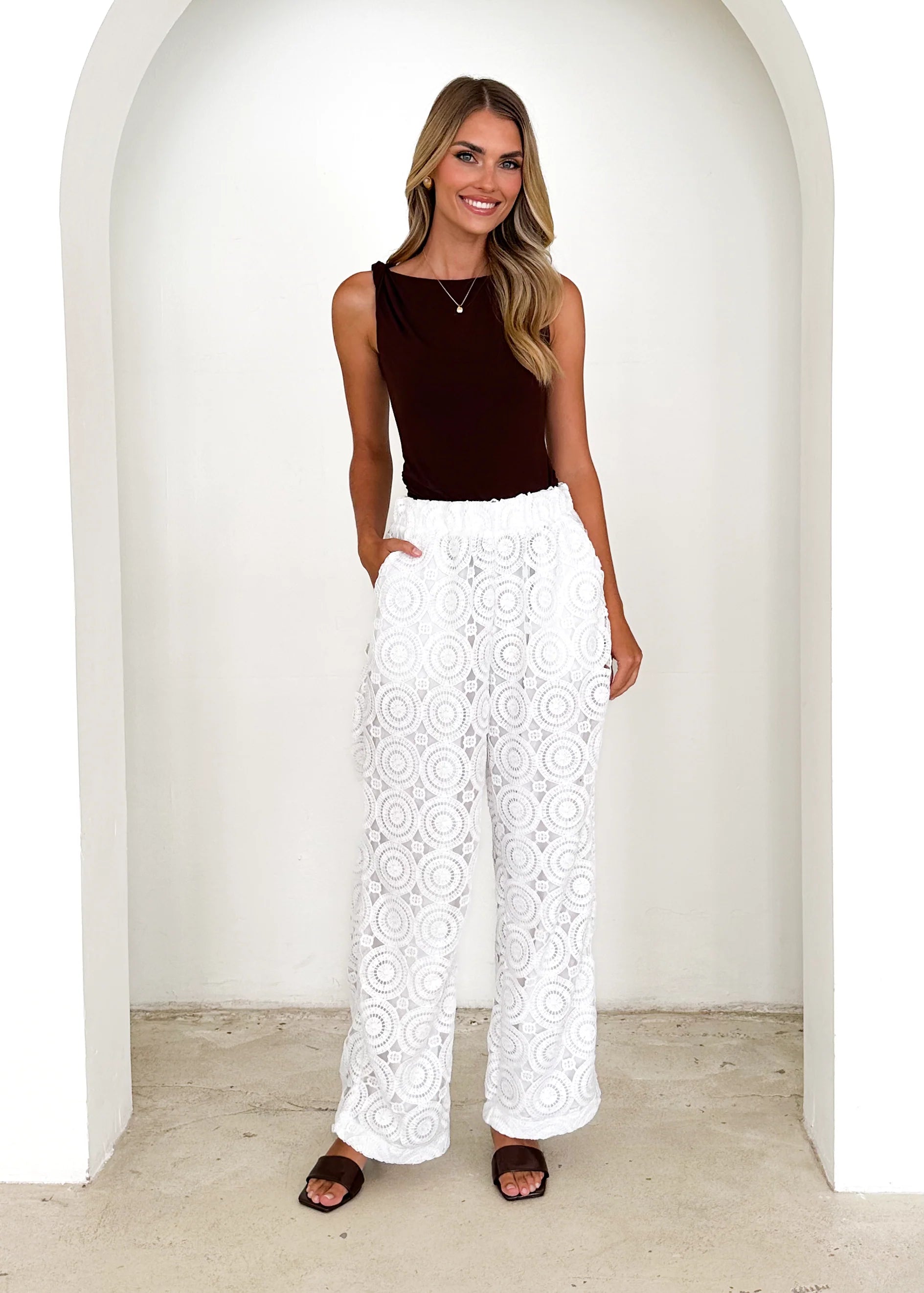 Hathaway Lace Pants - White