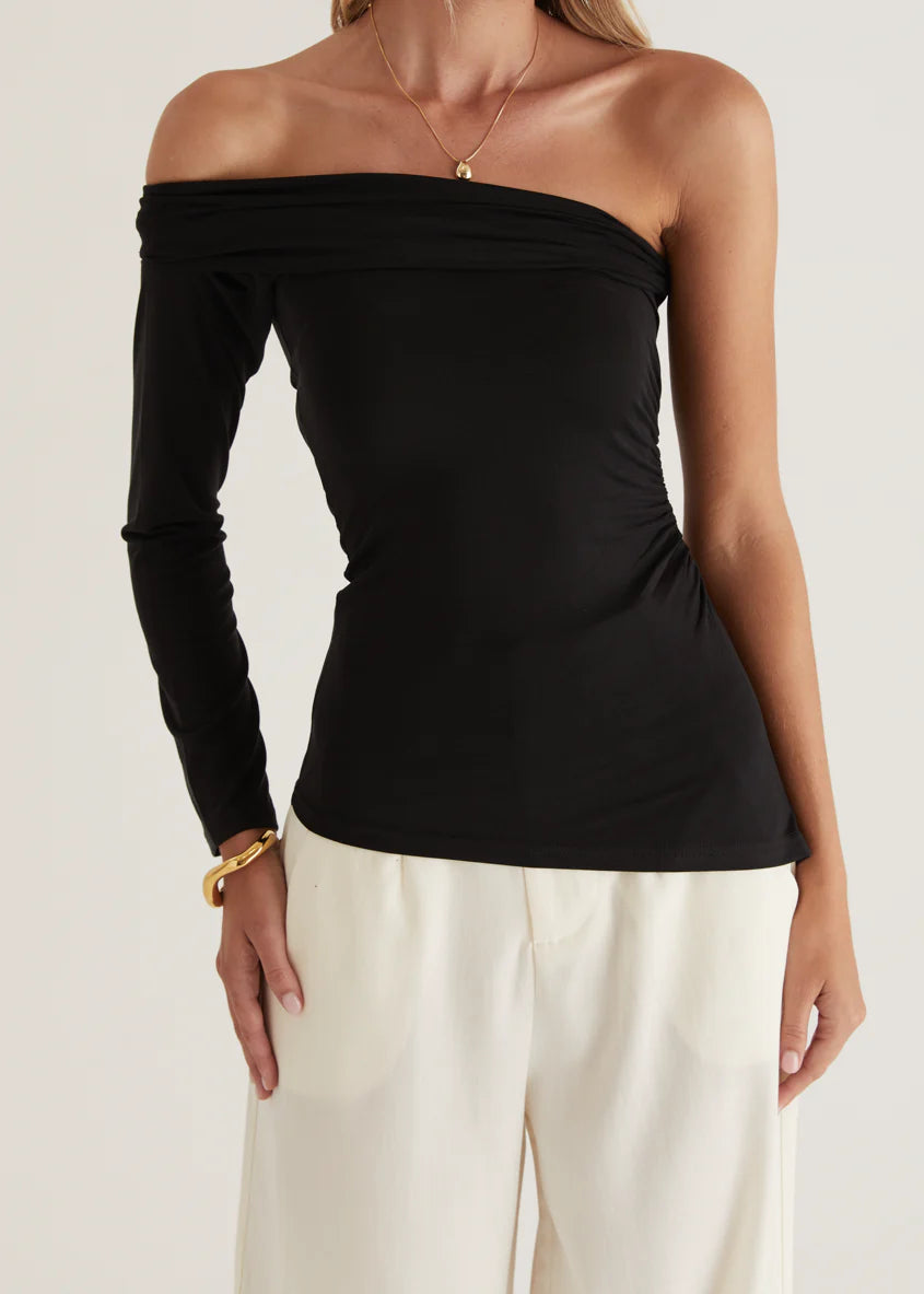 Hayler One Shoulder Top - Black