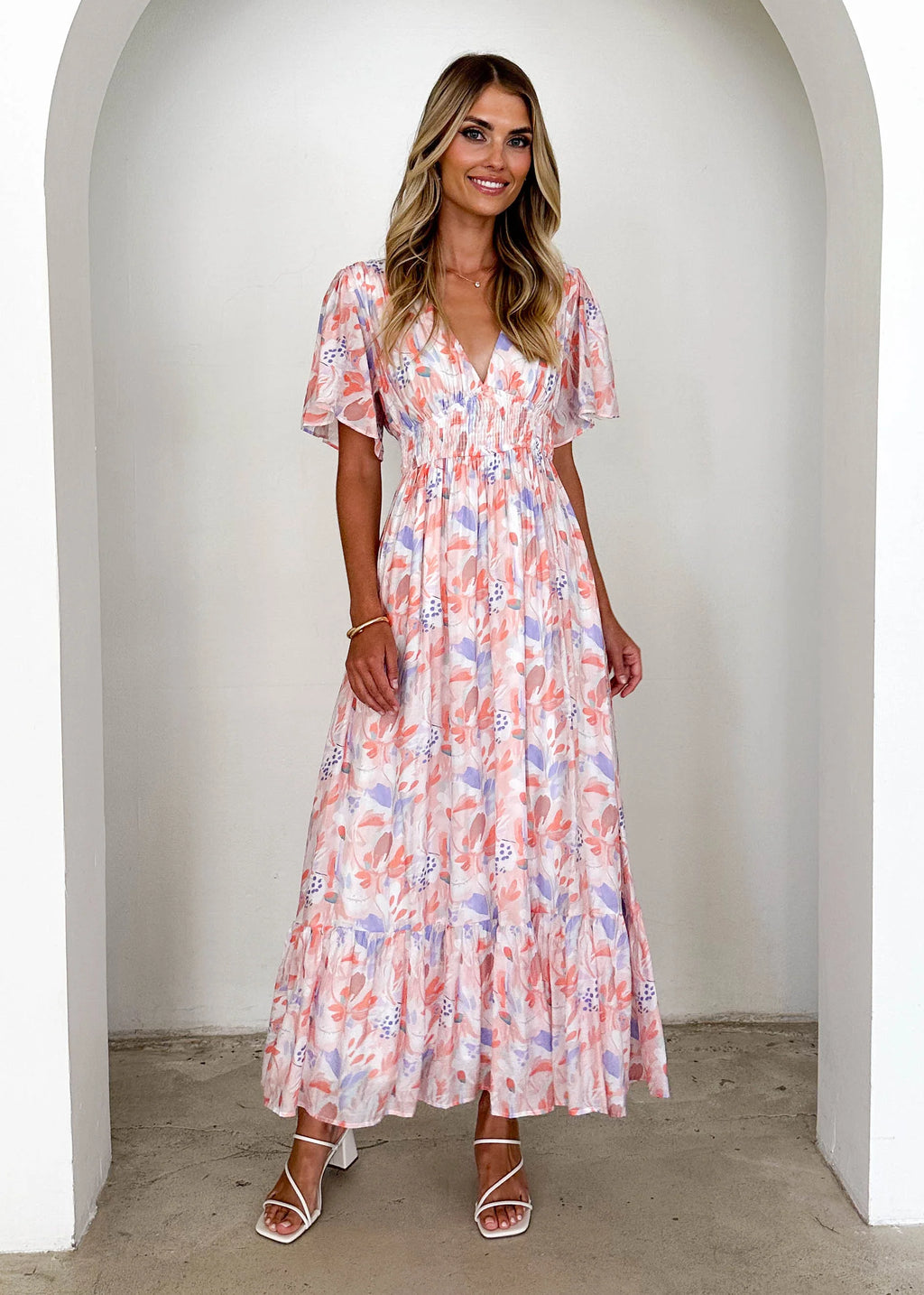 Brava Maxi Dress - Peach Floral