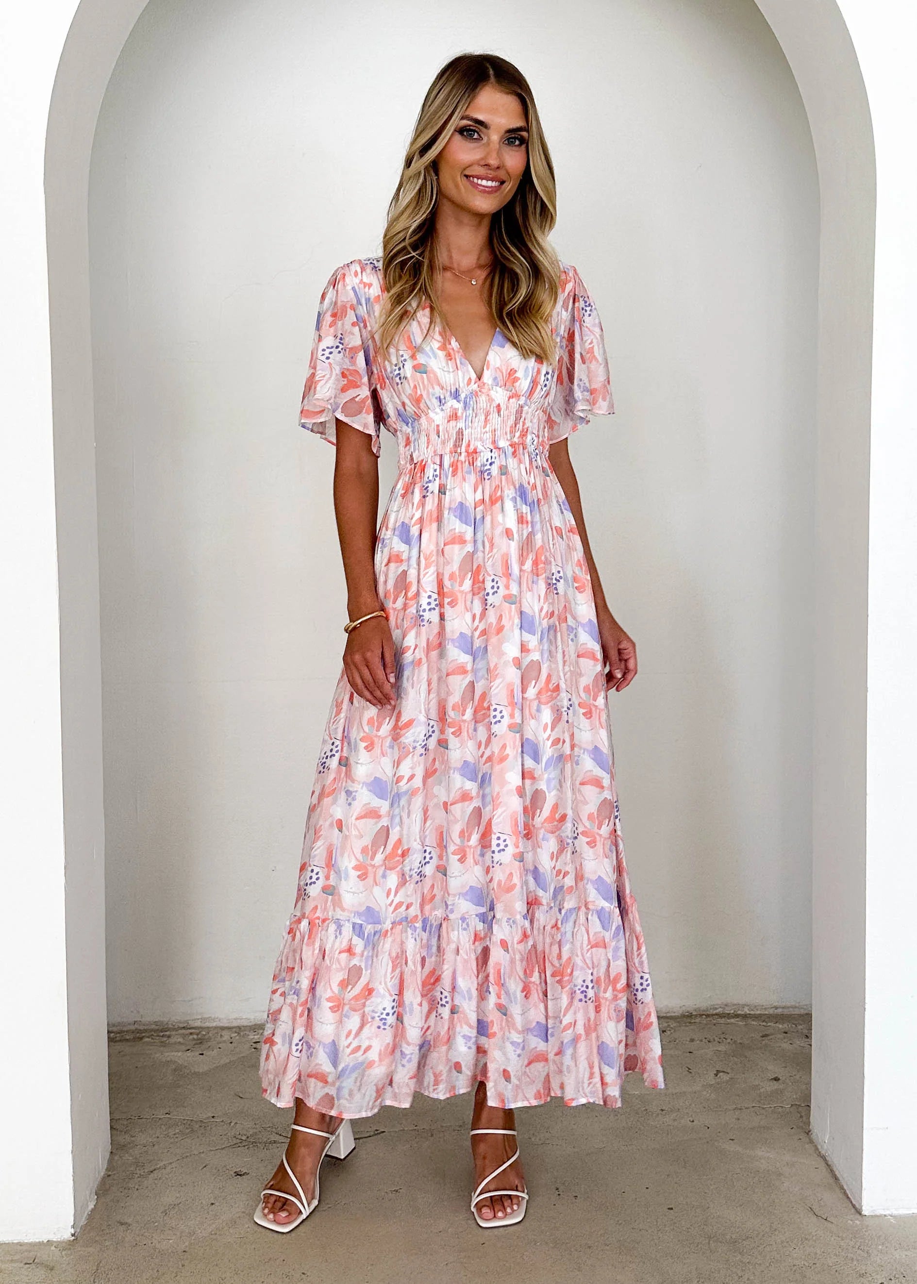 Brava Maxi Dress - Peach Floral