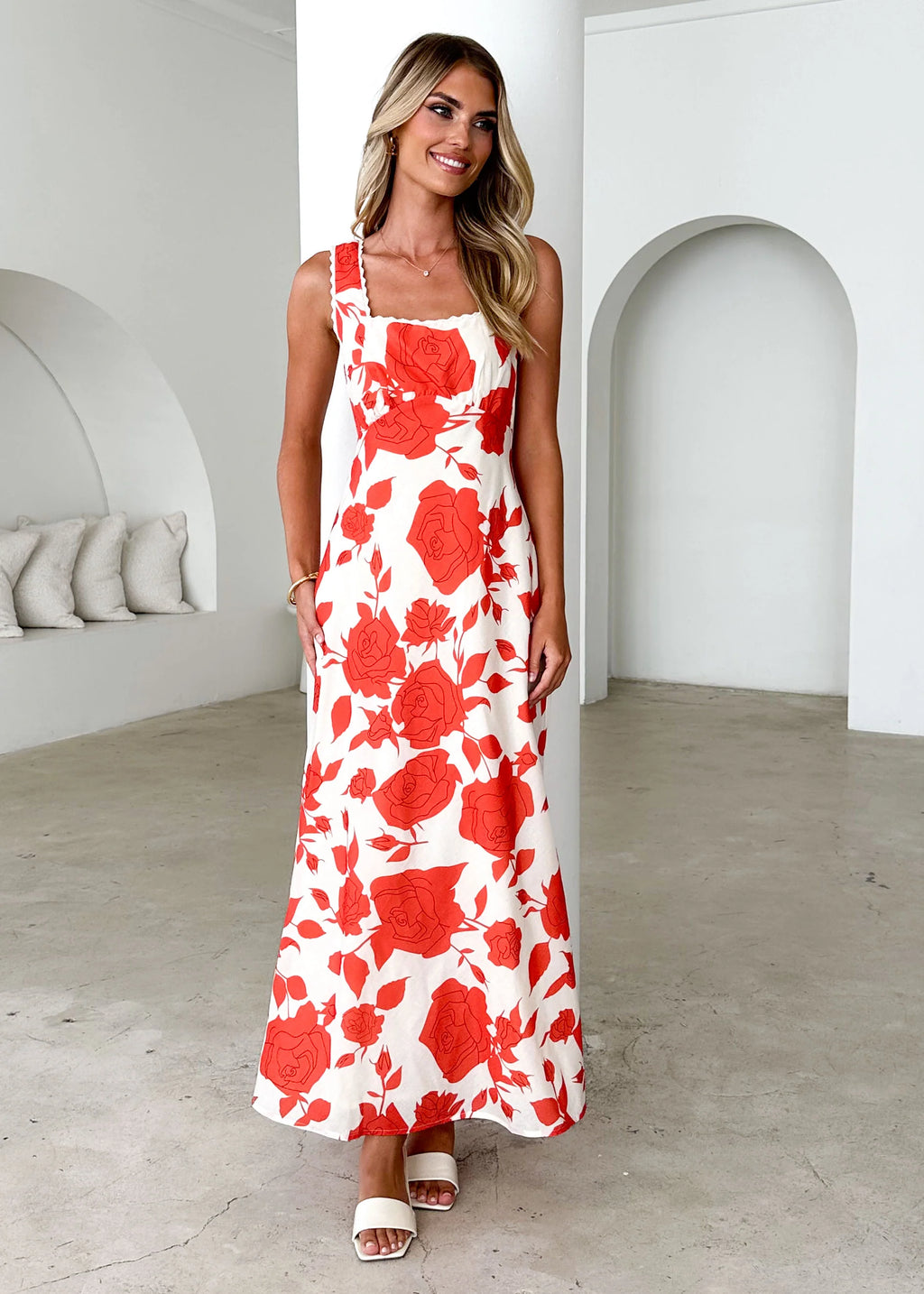 Dominique Maxi Dress - Red Floral