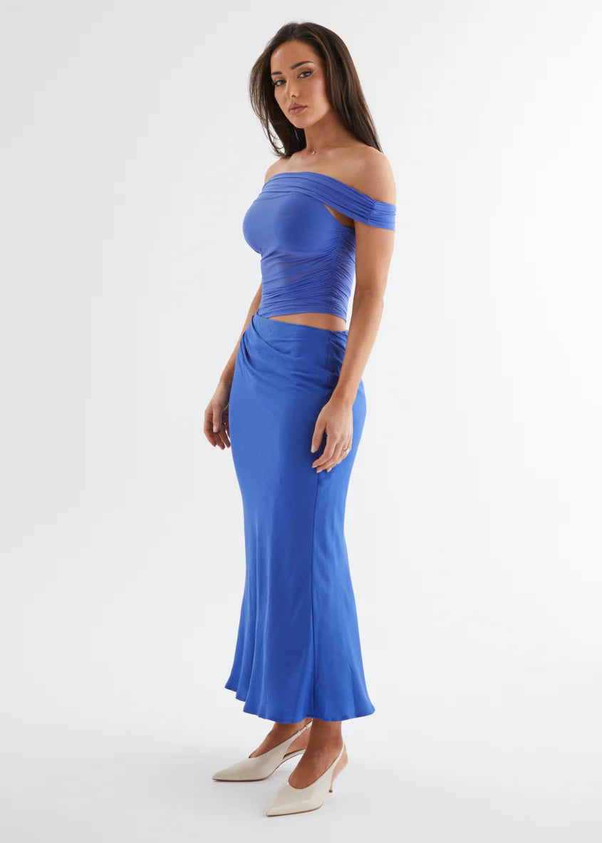Sapphira Off Shoulder Maxi Dress - Azure