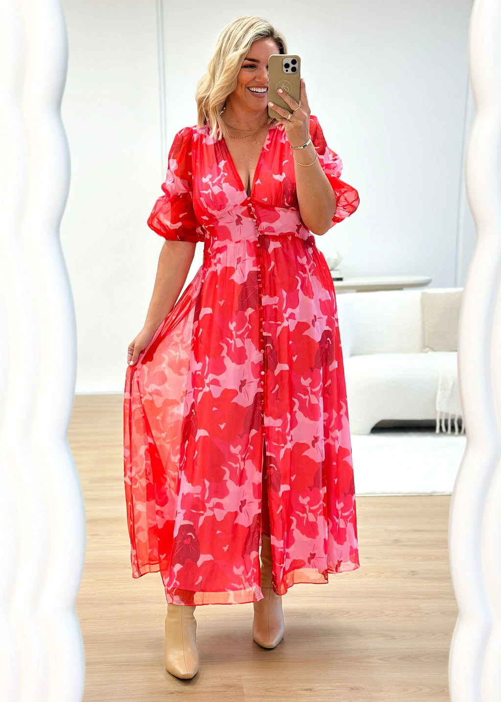 Tiffanie Midi Dress - Sugar Pink