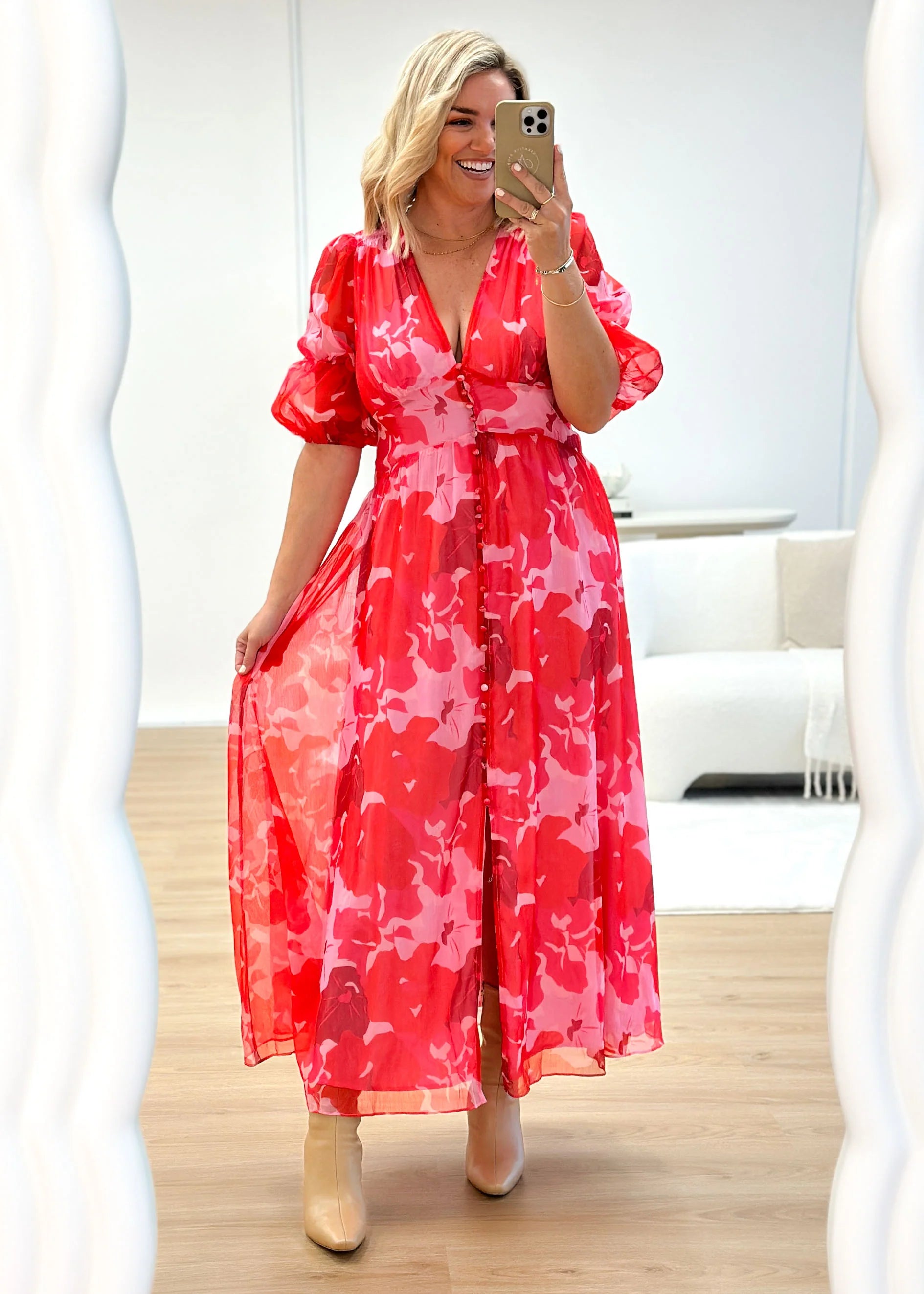 Tiffanie Midi Dress - Sugar Pink