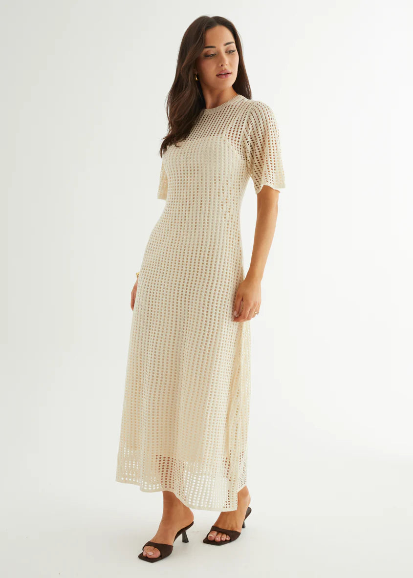 Vivvy Crochet Maxi Dress - Cream