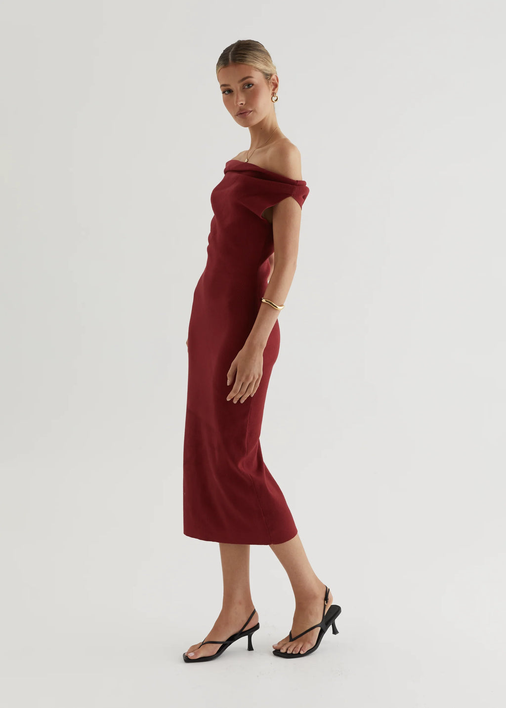 Serenade Knit Midi Dress - Wine