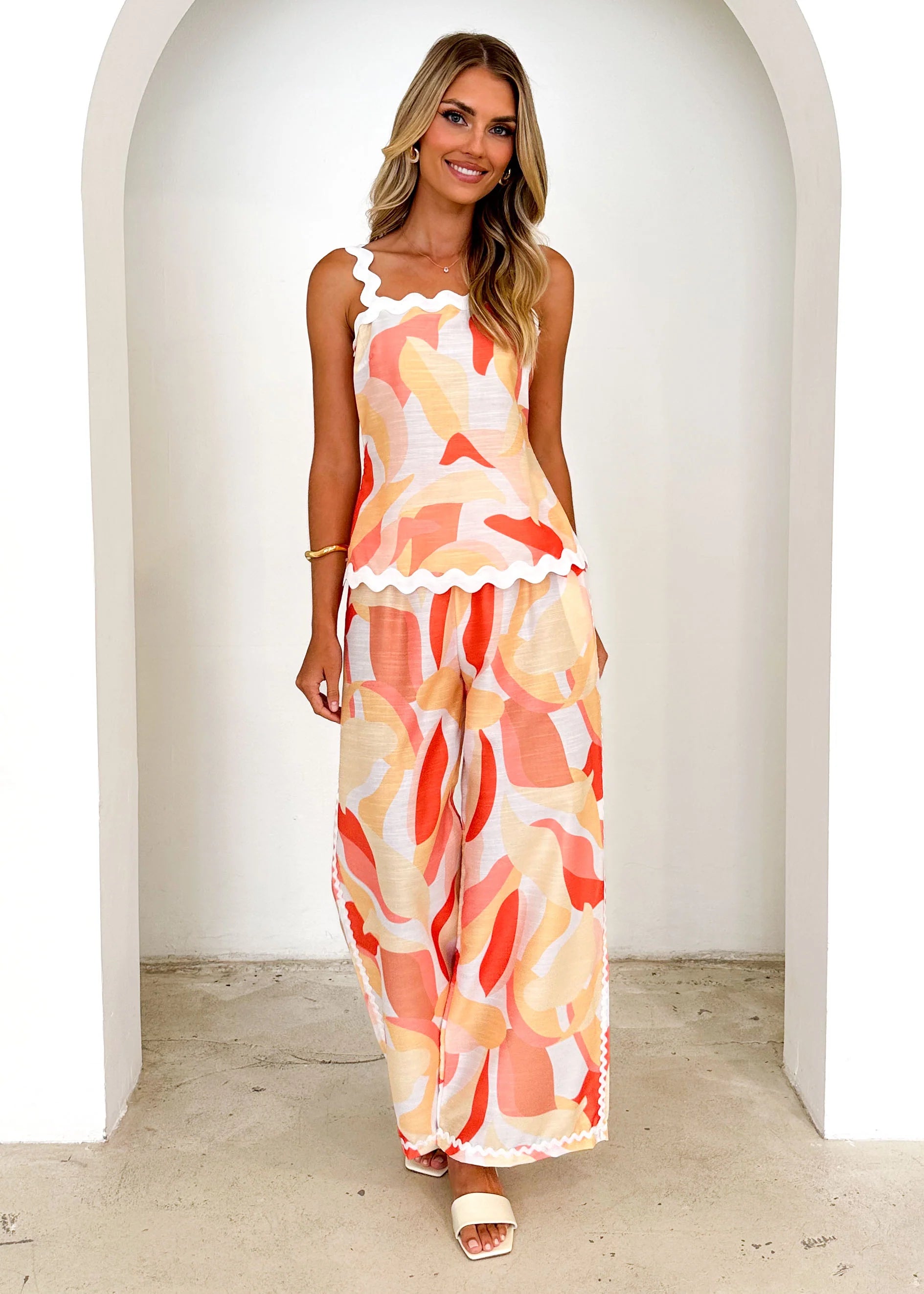 Coast Pants - Peach Abstract