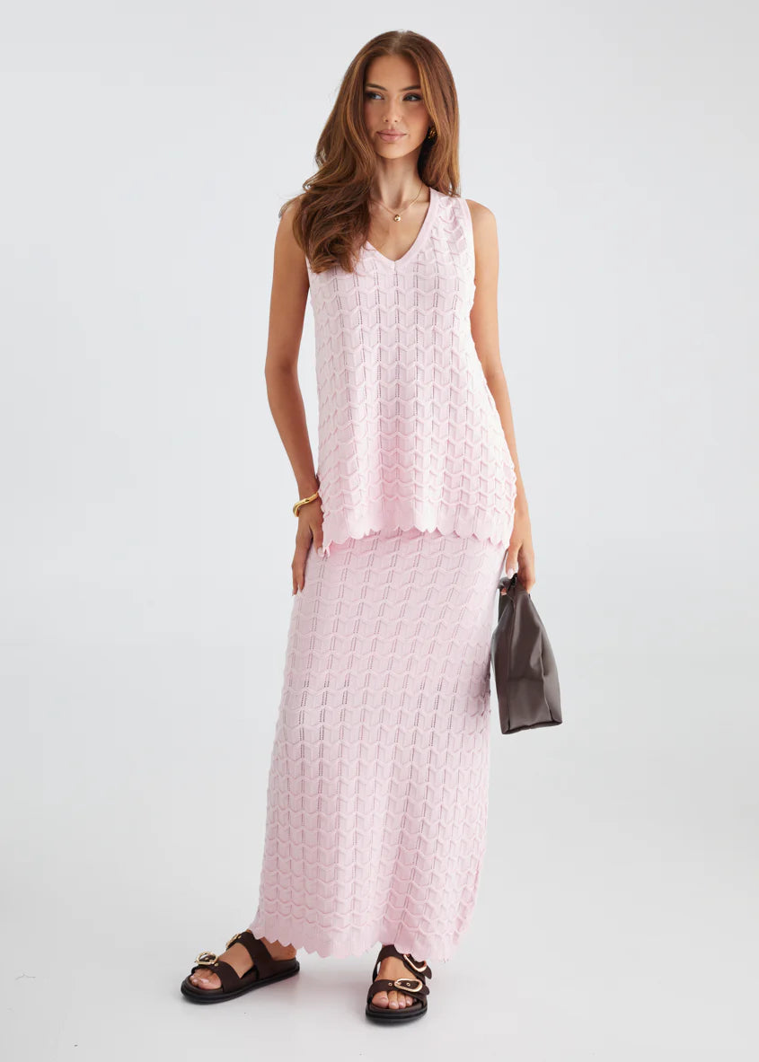 Nerida Knit Maxi Skirt - Pink