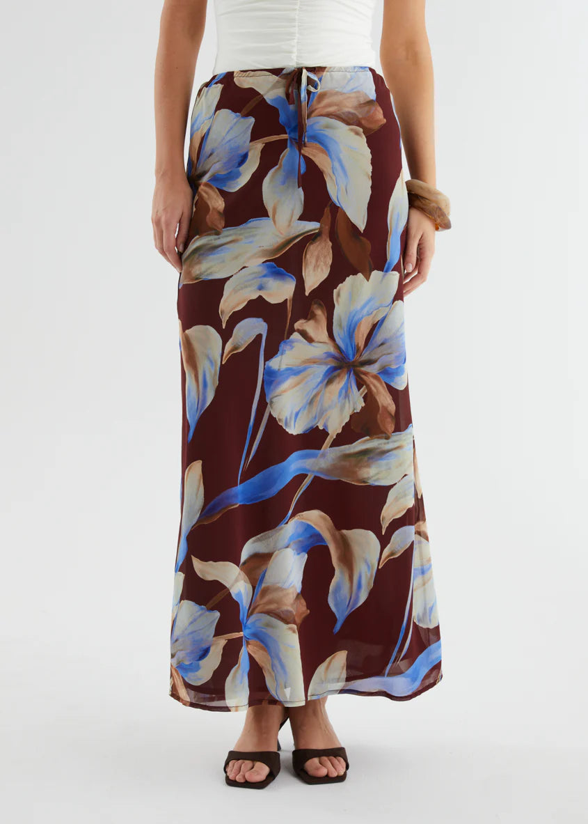 Skyla Maxi Skirt - Burgundy Anya