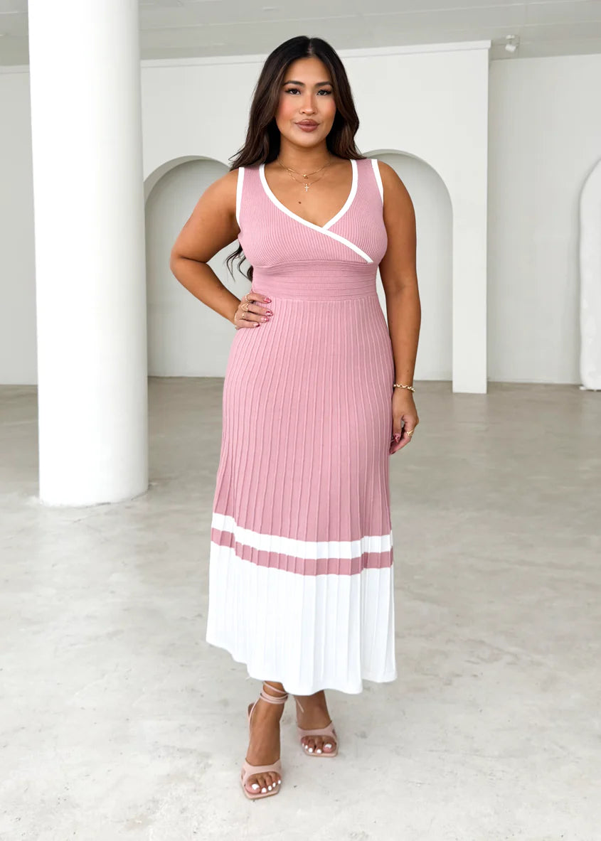 Radiate Knit Midi Dress - Blush